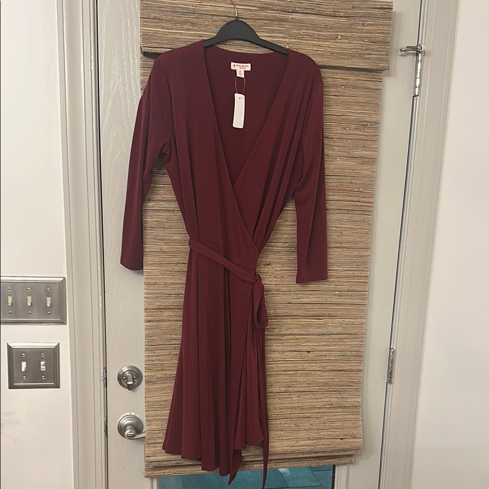 Brooks Brothers Red Long Sleeve Wrap Dress